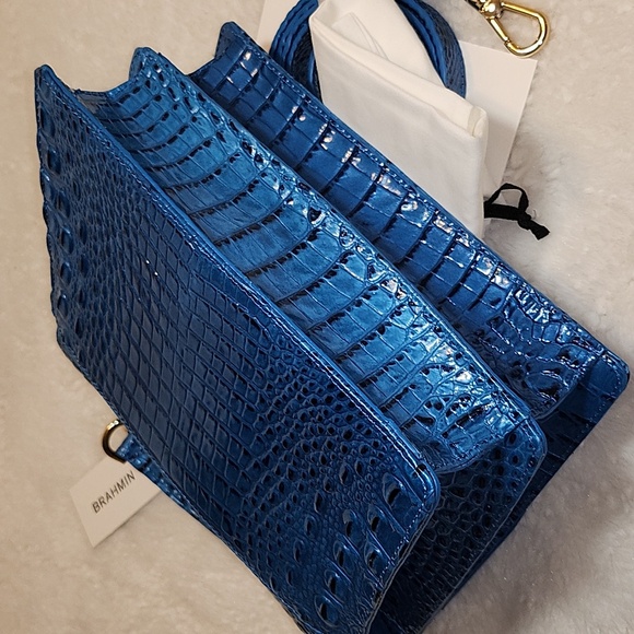 NWT Brahmin Small Hallie Sachels Vibrant Azure Melborne Genuine Leather Mob Wife - Picture 8 of 14
